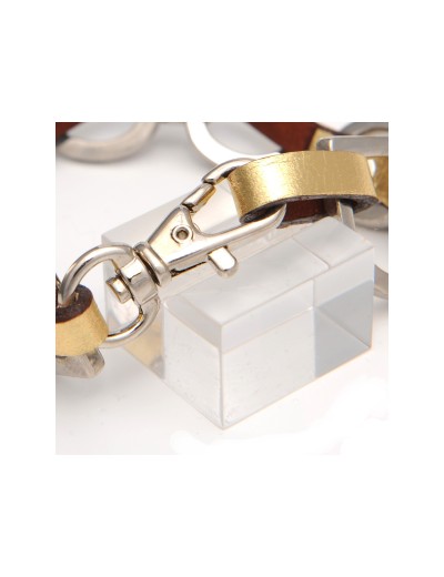 leather bracelet and silver  fashion jewellery chain