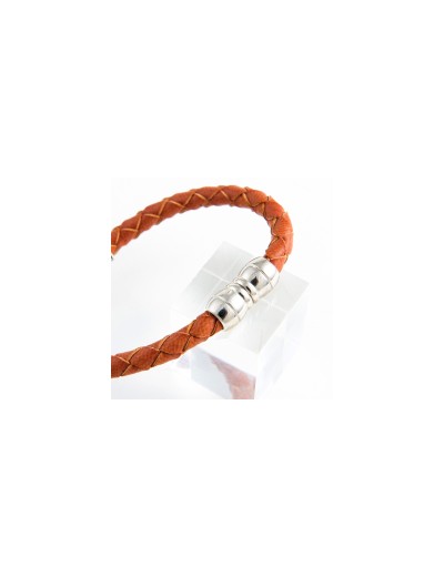 Leather bracelet with coloured glass beads