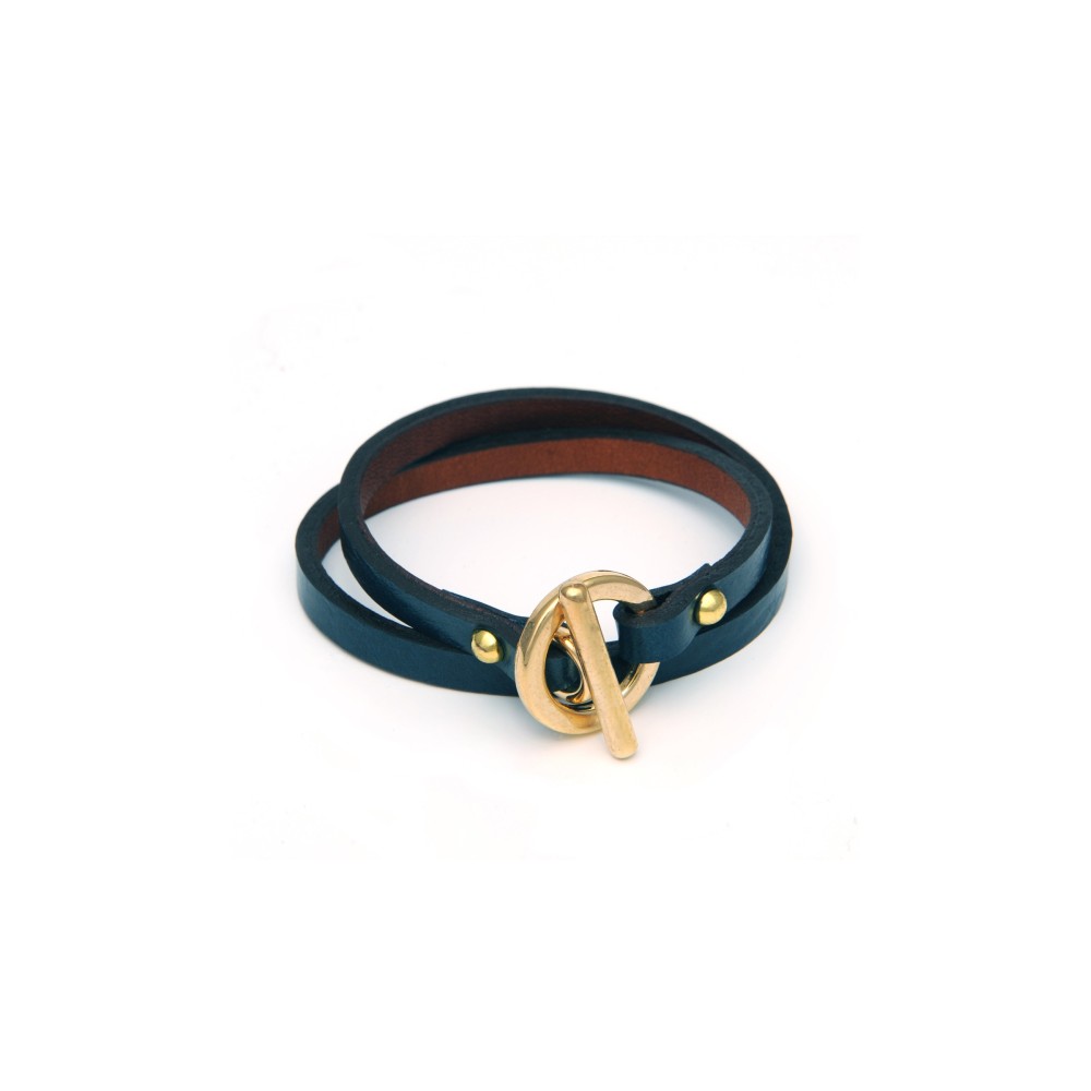 Doble loops thin leather bracelet