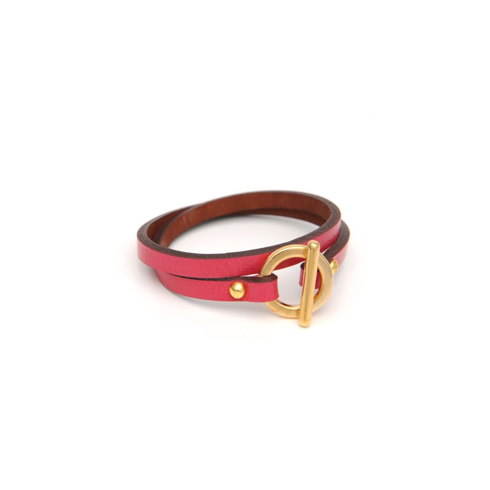 Doble loops thin leather bracelet