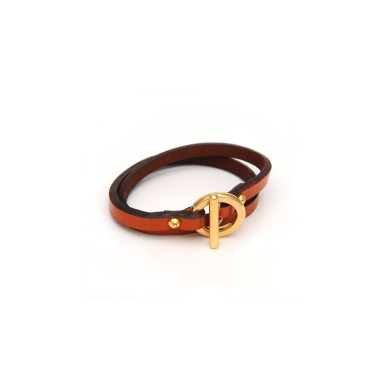 Doble loops thin leather bracelet