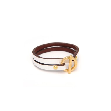 Doble loops thin leather bracelet