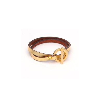 Doble loops thin leather bracelet