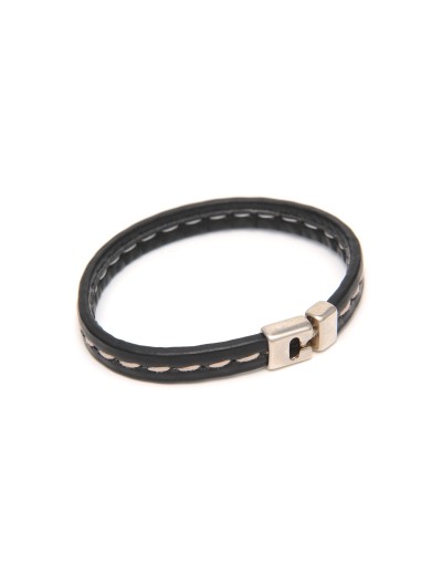 leather bracelet with sisal seam