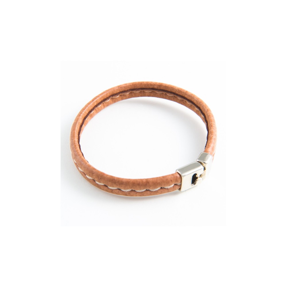 Bracelet en cuir et couture en sisal