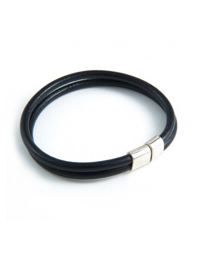leather bracelet doble glazed leather and hide clasp