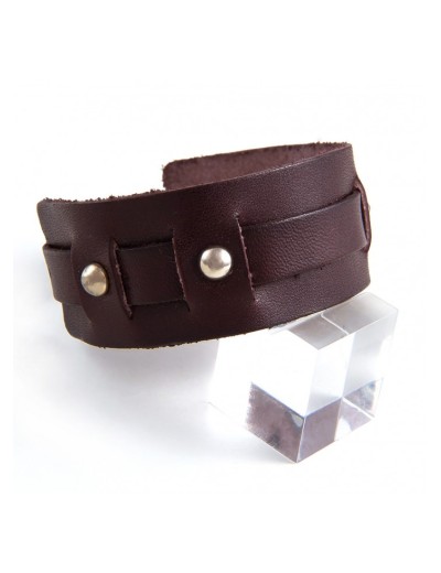 Wide leather bracelet and stainless steel studs