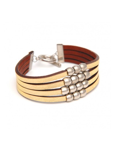 Leather bracelet and stainless steel jewellery beads.