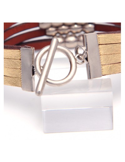 Leather bracelet and stainless steel jewellery beads.