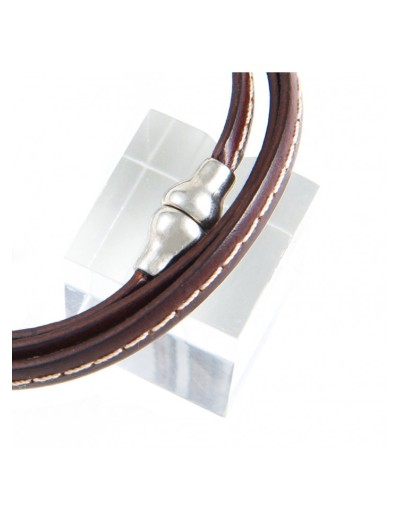 leather bracelet, triple loops 