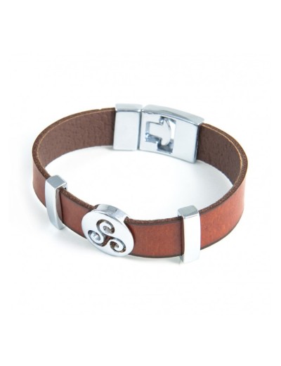Leather bracelet and silver fashion jewellery beads.