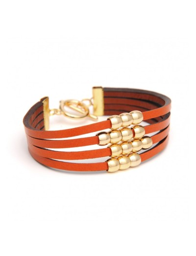 Bracelet en cuir et pièces en métal doré