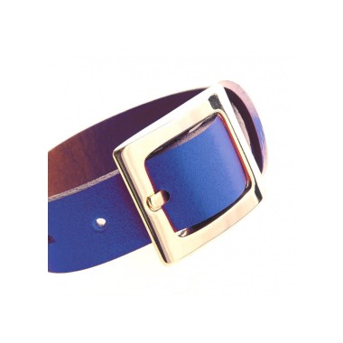 Leather bracelet and belt clasp in gold fashion jewellery.