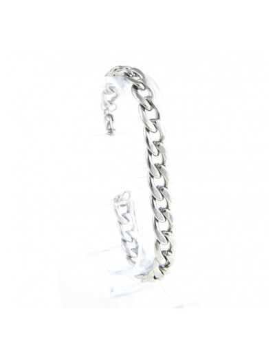 Stainless steel bracelet with medium filed curve link.