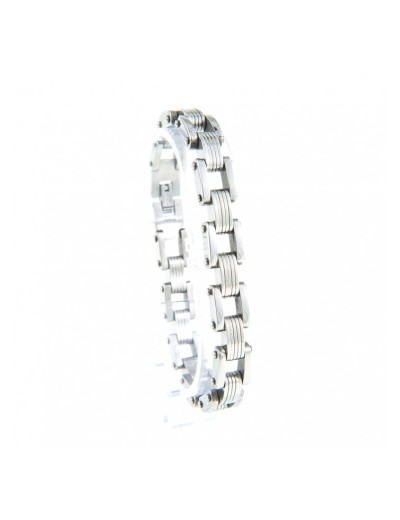 Stainless steel bracelet with rounded edges square link.