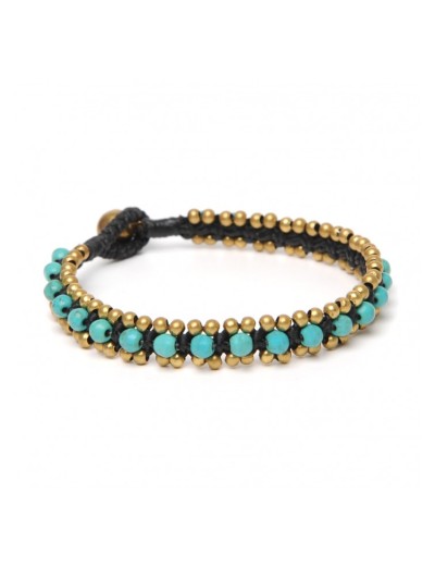 Bracelet macraméd with natural stones and brass beads.
