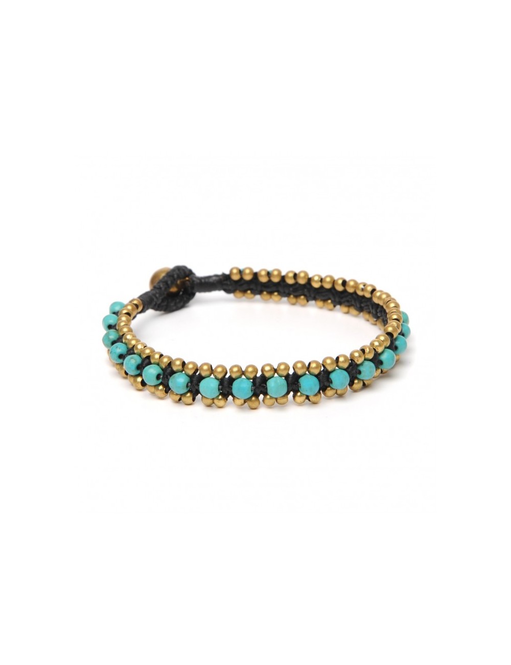 Bracelet macraméd with natural stones and brass beads.