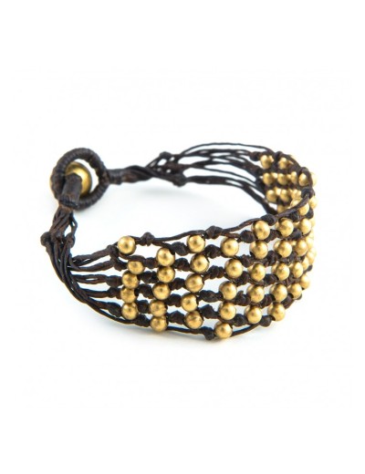 Bracelet macraméd with brass beads.