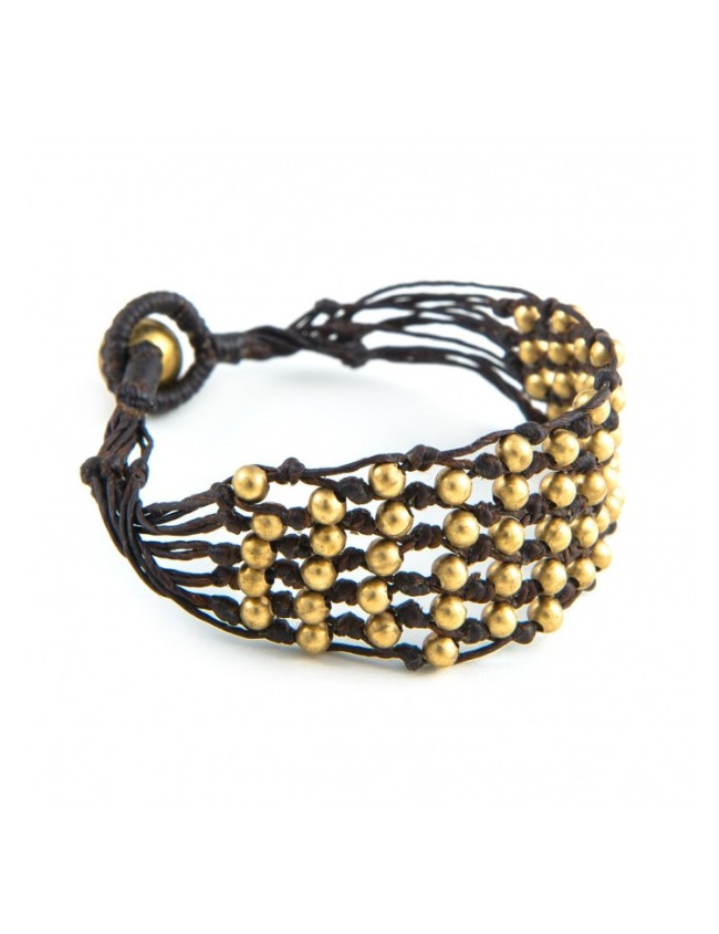 Bracelet macraméd with brass beads.