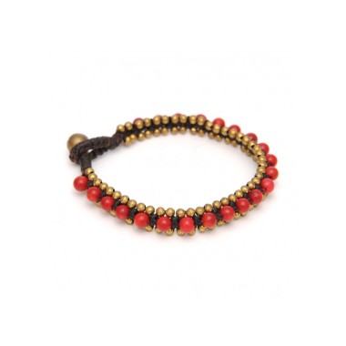 Bracelet macraméd with natural stones and brass beads.