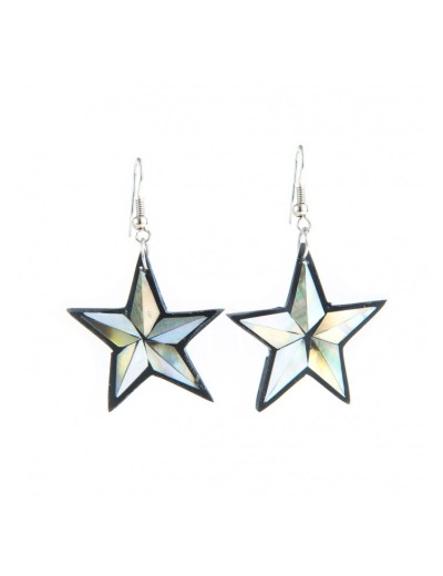 Mother pearl earrings in star shape.