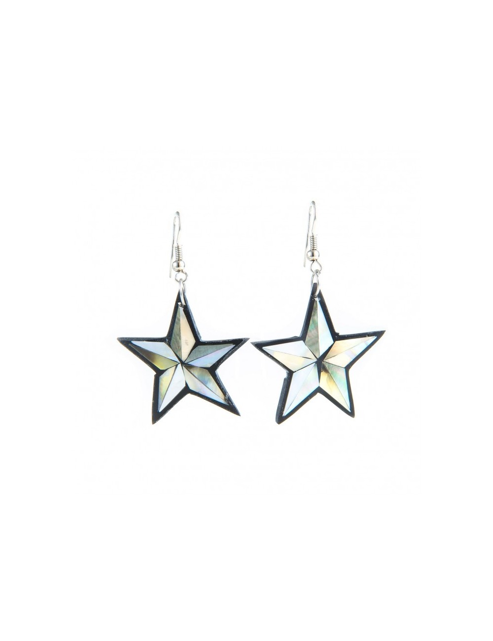 Mother pearl earrings in star shape.