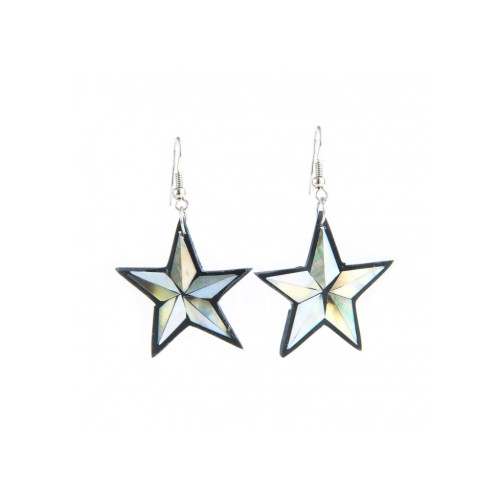 Mother pearl earrings in star shape.