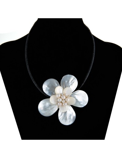 Necklace with flower medallion.