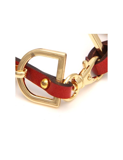 leather bracelet and gold fashion jewellery chain