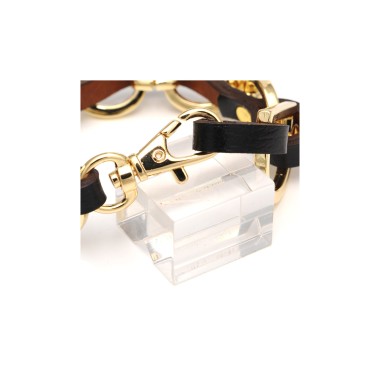 leather bracelet and gold fashion jewellery chain